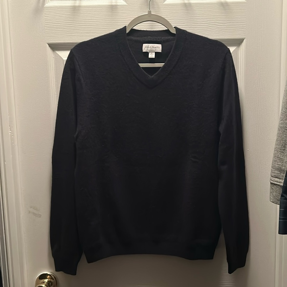 John W Nordstom Mens Size M Sweater Jumper V Neck 100% Cashmere Navy Blue